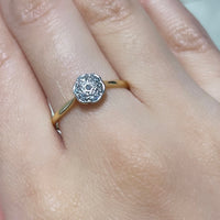 Vintage diamond flower cluster ring in platinum and gold-engagement rings-The Antique Ring Shop