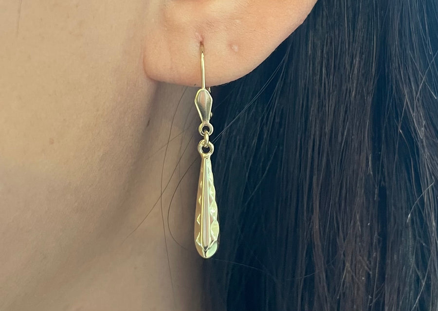 Vintage 14 carat gold pendant earrings-Earrings-The Antique Ring Shop