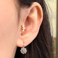 Vintage rose diamond earrings in silver and gold-Earrings-The Antique Ring Shop