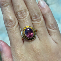 Vintage pink tourmaline ring in 14 carat gold-Vintage Rings-The Antique Ring Shop