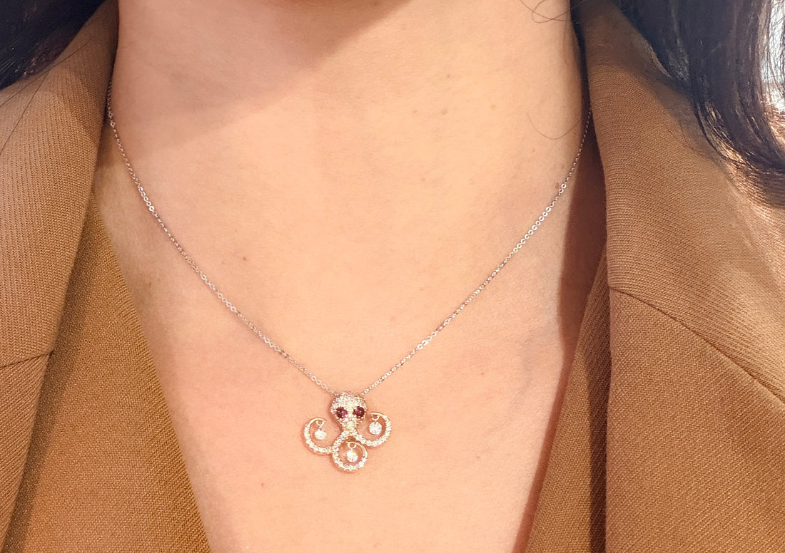 Ponte Vecchio Gioielli diamond and ruby octopus pendant-Pendants-The Antique Ring Shop