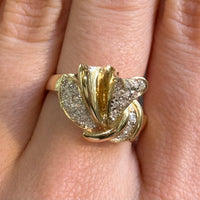 Diamond bow ring in 14 carat gold-Vintage Rings-The Antique Ring Shop