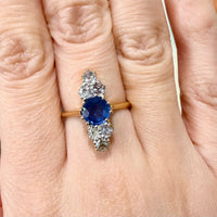 Victorian sapphire and old cut diamond ring-The Antique Ring Shop