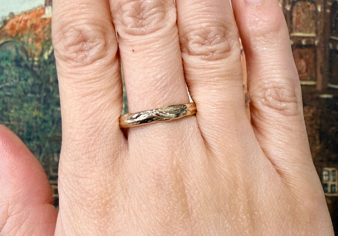 14 carat gold nugget style band-wedding rings-The Antique Ring Shop