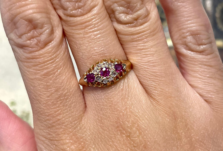 Ruby and rose diamond ring from 1910-The Antique Ring Shop