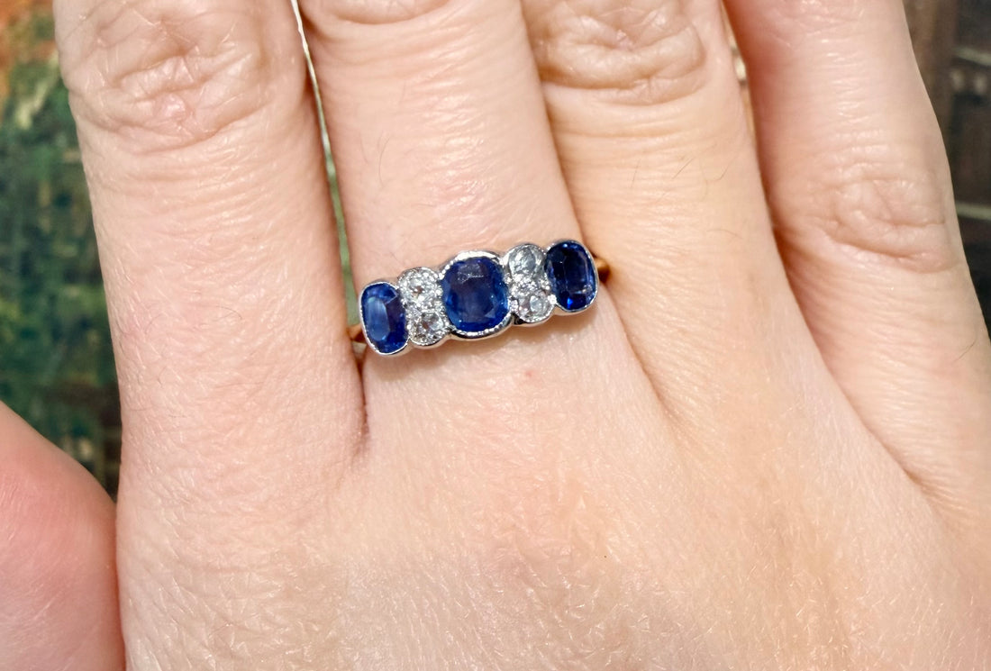 Edwardian period sapphire and diamond ring-Antique rings-The Antique Ring Shop