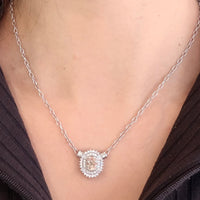 Light brown and clear diamond pendant in white gold-Pendants-The Antique Ring Shop