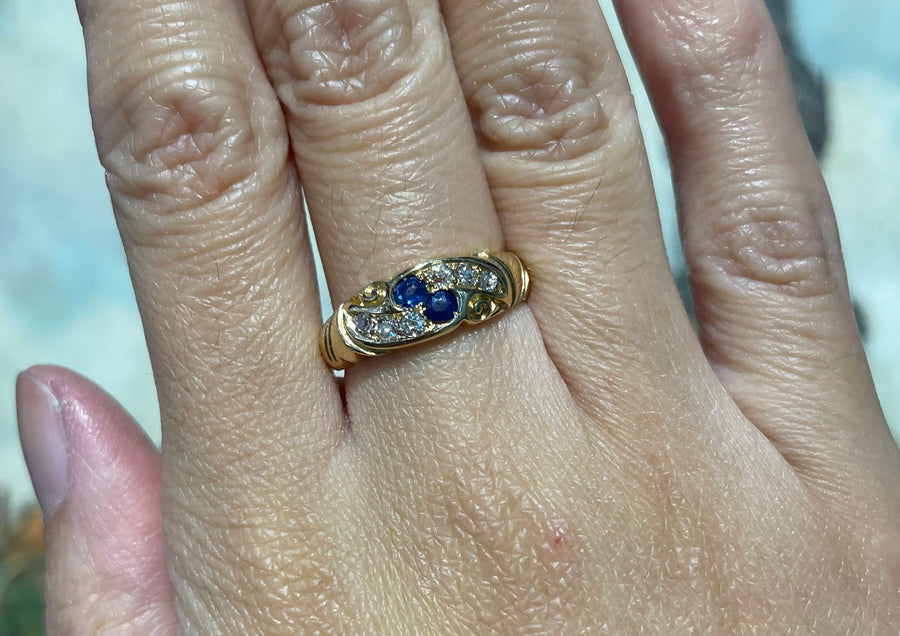 Victorian sapphire and diamond ring from 1896-Antique rings-The Antique Ring Shop