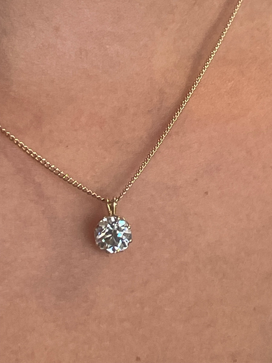 Old European cut diamond pendant-Pendants-The Antique Ring Shop
