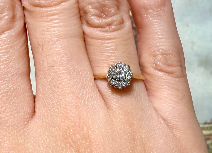 Vintage diamond cluster ring in 14 carat gold-Vintage Rings-The Antique Ring Shop