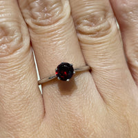 Garnet solitaire ring in white gold-engagement rings-The Antique Ring Shop