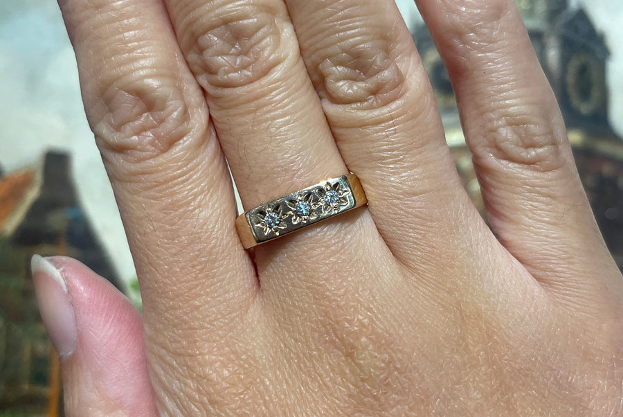 Vintage three stone diamond ring