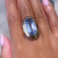 Vintage gold ring with synthetic blue topaz-The Antique Ring Shop