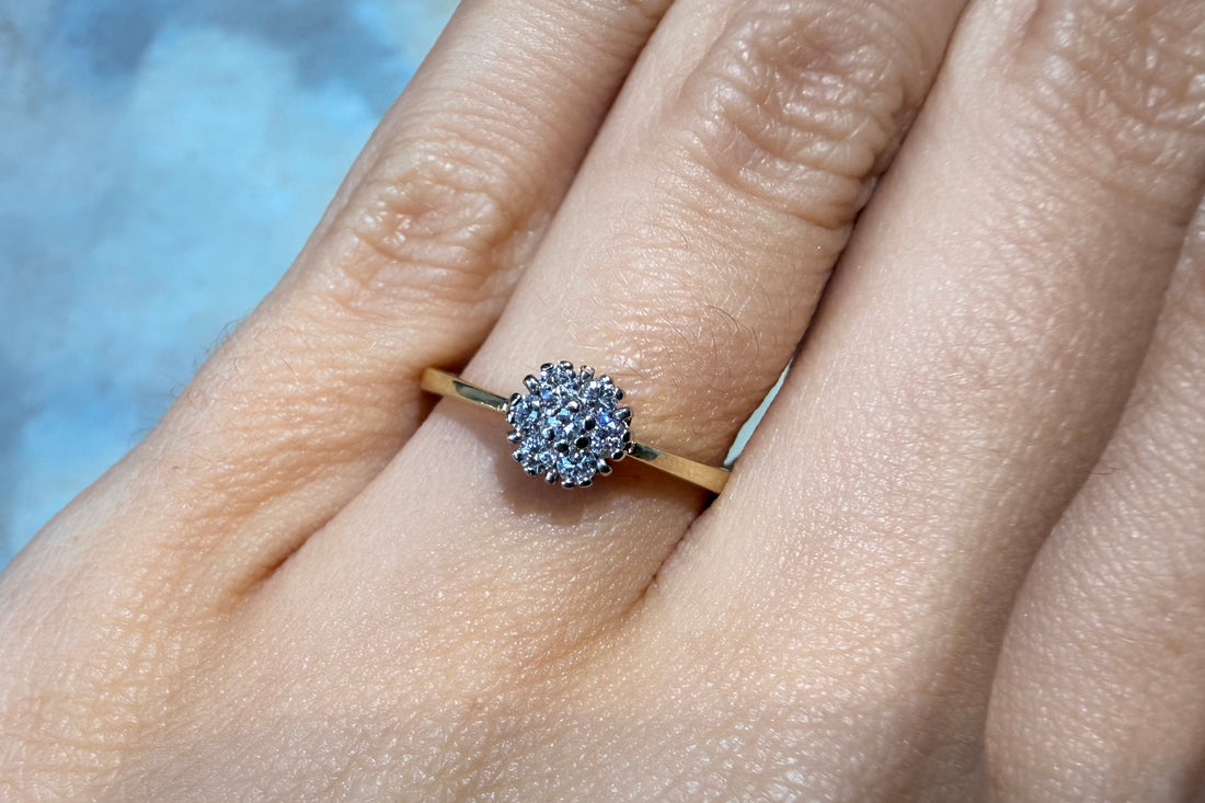 Diamond cluster ring in 14 carat gold