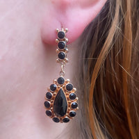 Garnet pendant earrings in 14 carat rose gold-Earrings-The Antique Ring Shop