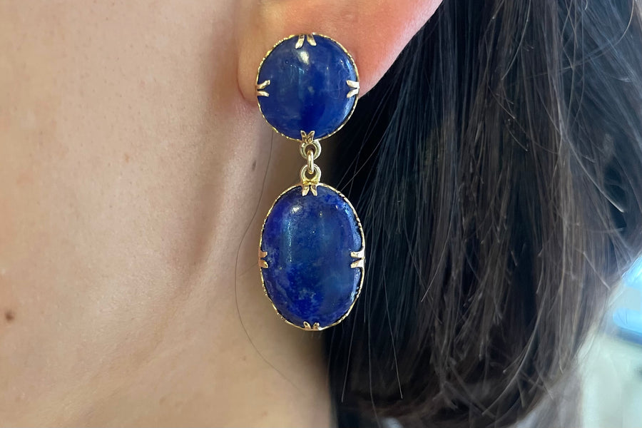 Lapiz pendant earring in 14 carat gold