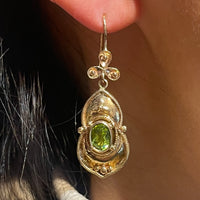 Peridot pendant earrings in 15 carat gold-Earrings-The Antique Ring Shop