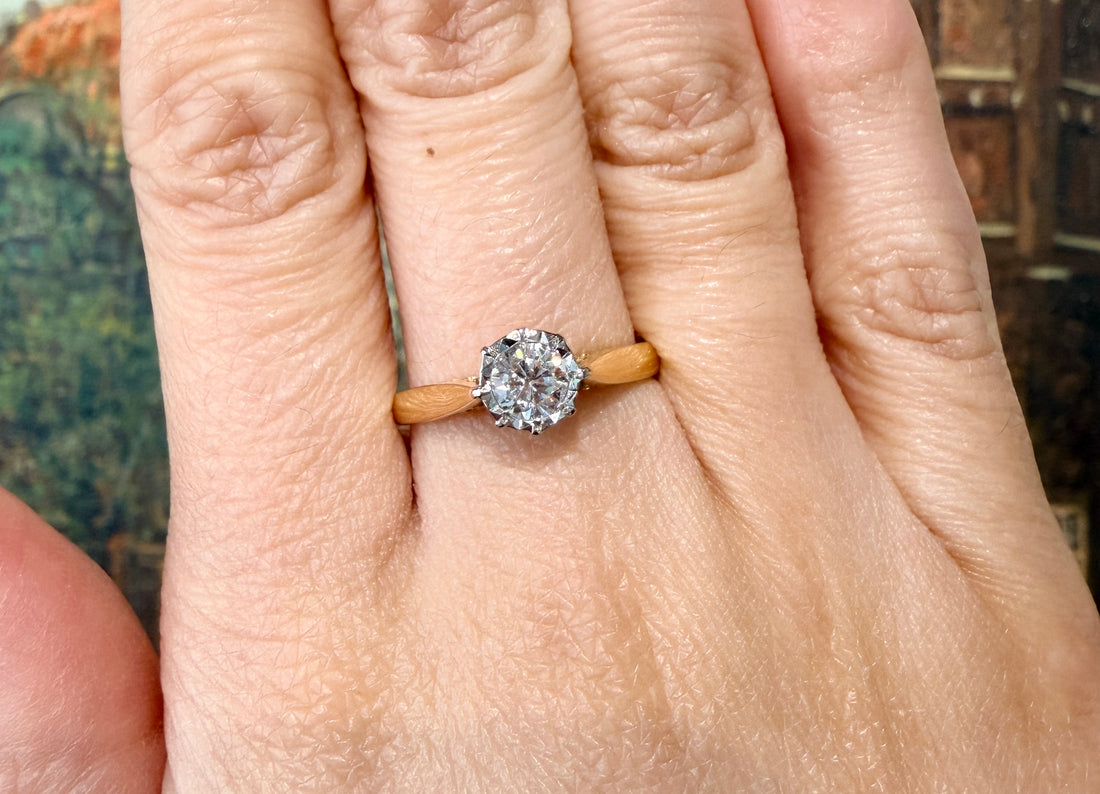 Vintage brilliant cut diamond solitaire ring-engagement rings-The Antique Ring Shop