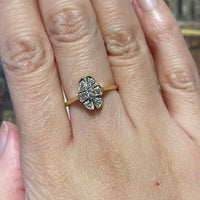 Oval diamond cluster ring in 14 carat gold-engagement rings-The Antique Ring Shop