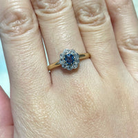 Edwardiaanse saffier met oud geslepen diamanten ring uit 1916