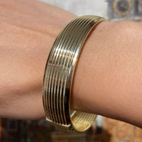 14 carat gold hinged bracelet with ridges-Bracelets-The Antique Ring Shop