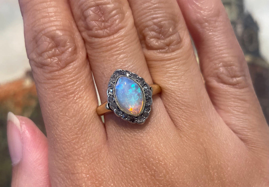 Victorian opal and rose diamond ring