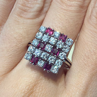 Vintage ruby and diamond ring in white gold-The Antique Ring Shop