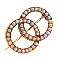 Antique seed pearl brooch in 14 carat gold-Brooches-The Antique Ring Shop