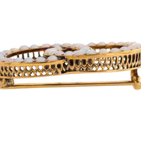 Antique seed pearl brooch in 14 carat gold-Brooches-The Antique Ring Shop