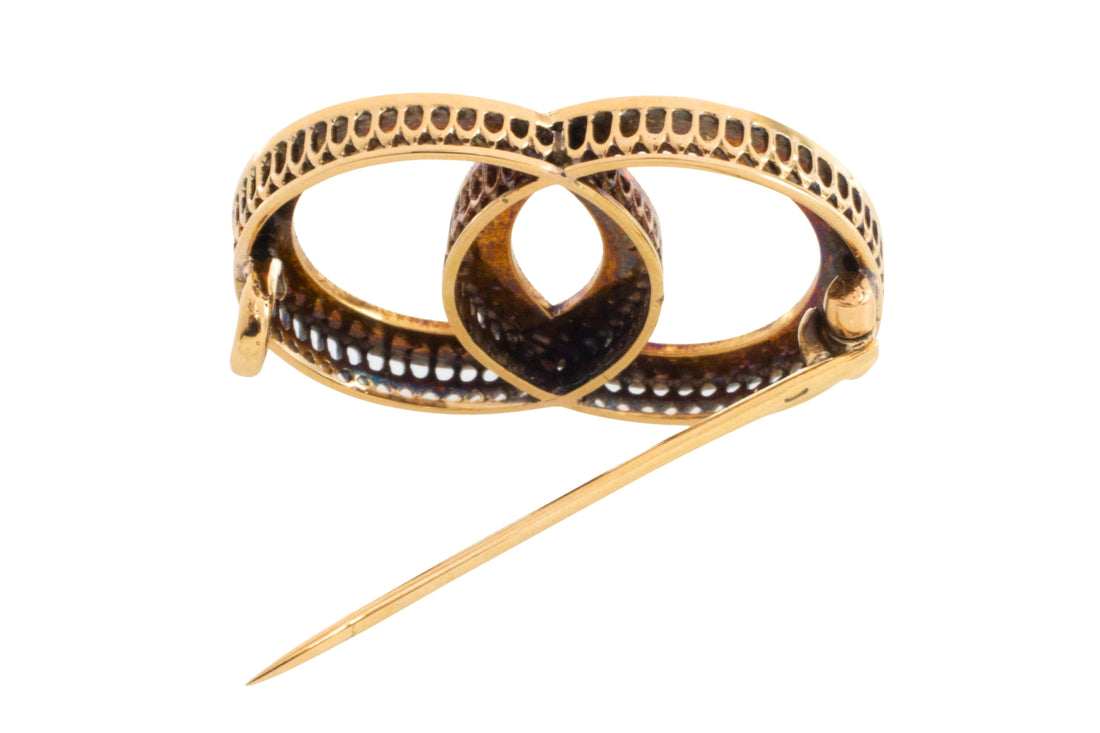 Antique seed pearl brooch in 14 carat gold-Brooches-The Antique Ring Shop