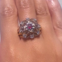 Ruby and diamond knot ring in 18 carat gold-The Antique Ring Shop