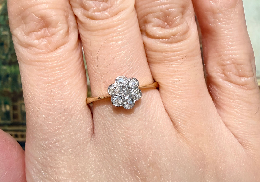 Antique old cut diamond cluster ring-Antique rings-The Antique Ring Shop