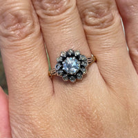 Rose diamond ring in silver and gold