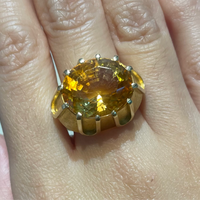 Large vintage citrine ring in 14 carat gold-Vintage Rings-The Antique Ring Shop