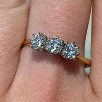 Vintage three stone diamond ring-engagement rings-The Antique Ring Shop
