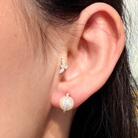 Pearl studs with diamond halos-Earrings-The Antique Ring Shop