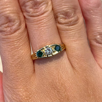 Vintage emerald and diamond ring in 18 carat gold