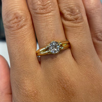 Old mine cut diamond solitaire ring-Antique rings-The Antique Ring Shop