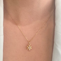 Old mine cut diamond pendant in 14 carat gold-Pendants-The Antique Ring Shop