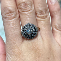 Classic rose diamond cluster ring in gold and silver-Vintage Rings-The Antique Ring Shop