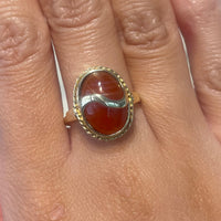 Cabochon carnelian ring in 14 carat gold-Vintage Rings-The Antique Ring Shop