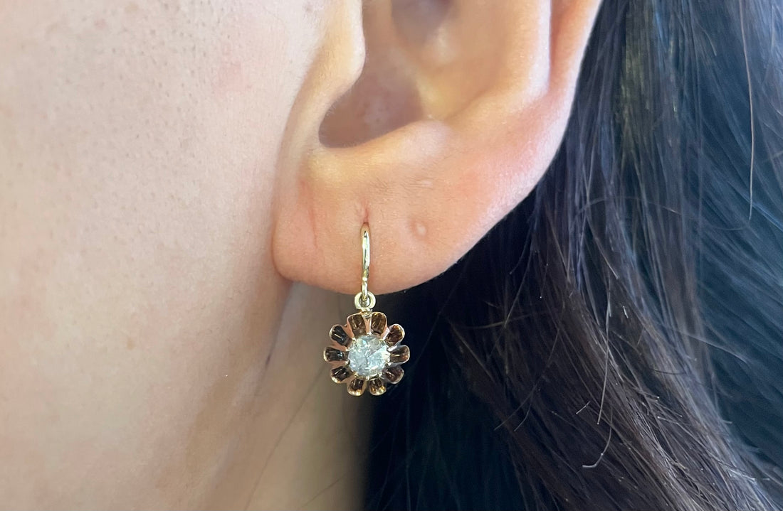 Rose diamond pendant earrings