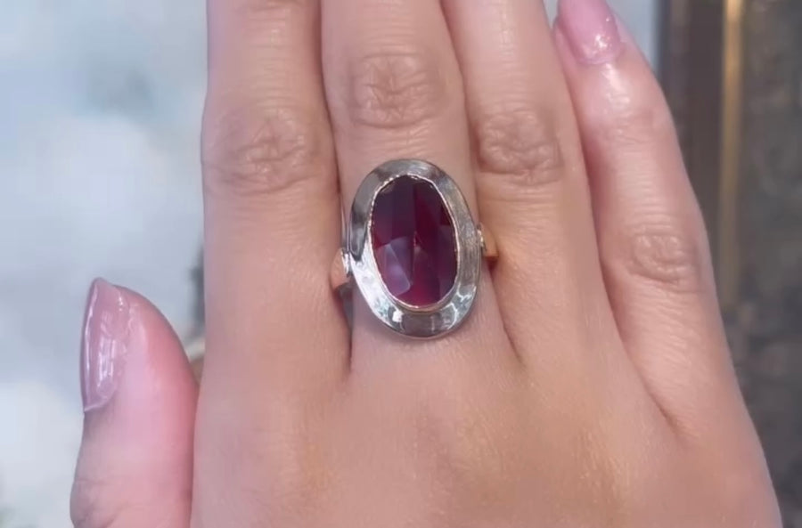 Vintage faceted garnet ring-vintage rings-The Antique Ring Shop