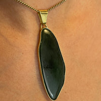 Vintage jade pendant in 14 carat gold-Pendants-The Antique Ring Shop