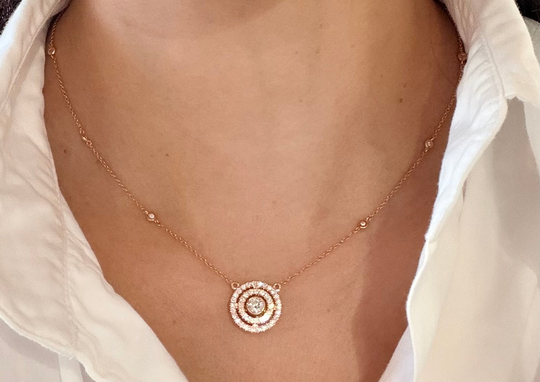 Diamond pendant and chain in 18 carat gold-Pendants-The Antique Ring Shop