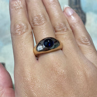 Cabochon sapphire ring in 14 carat gold-gents rings-The Antique Ring Shop