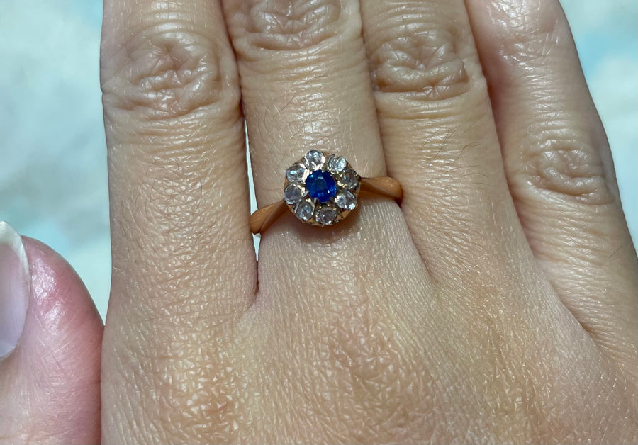 Antique rose diamond and sapphire ring-Antique rings-The Antique Ring Shop