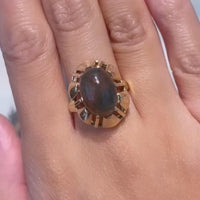 Moss agate ring in 14 carat gold-Vintage Rings-The Antique Ring Shop