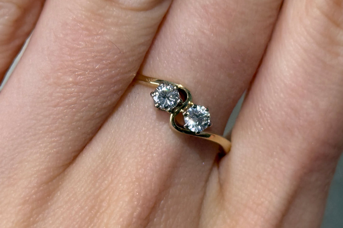 Diamond swirl ring in 14 carat gold-Vintage Rings-The Antique Ring Shop