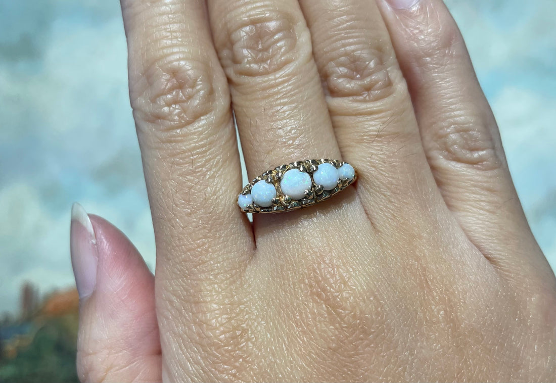 Vintage five stone opal ring-Vintage Rings-The Antique Ring Shop